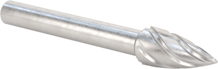 Yumuşak Metaller ve Plastikler için Karbür Frez, Sivri Uçlu Ağaç, 3/8" Baş Çapı