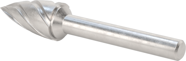 Yumuşak Metaller ve Plastikler için Karbür Frez, Sivri Uçlu Ağaç, 1/2" Baş Çapı
