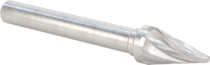 Yumuşak Metaller ve Plastikler için Karbür Frez, Sivri Konik Koni, 3/8" Baş Çapı