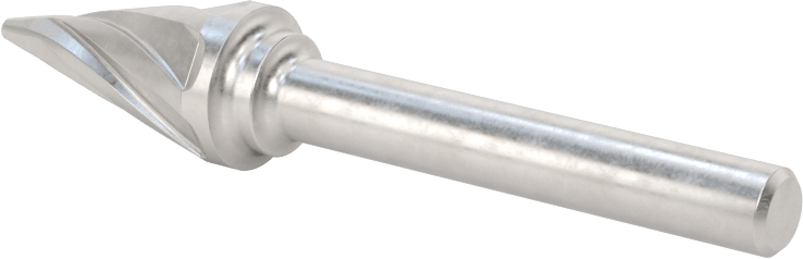 Yumuşak Metaller ve Plastikler için Karbür Frez, Sivri Konik Koni, 1/2" Baş Çapı