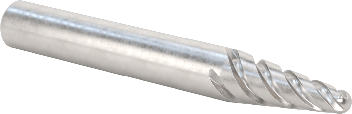 Yumuşak Metaller ve Plastikler için Karbür Frez, Yuvarlak Konik Koni, 1/4" Baş Çapı