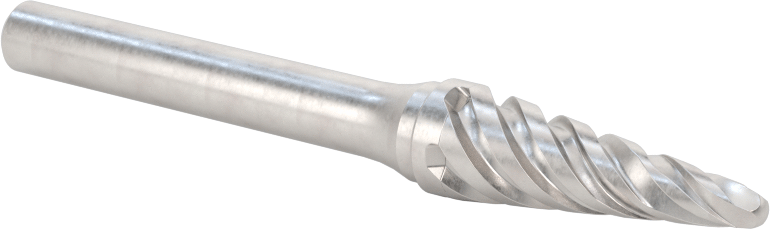 Yumuşak Metaller ve Plastikler için Karbür Frez, Yuvarlak Konik Koni, 3/8" Baş Çapı