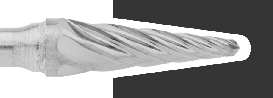 Yumuşak Metaller ve Plastikler için Karbür Frez, Yuvarlak Konik Koni, 3/4" Baş Çapı