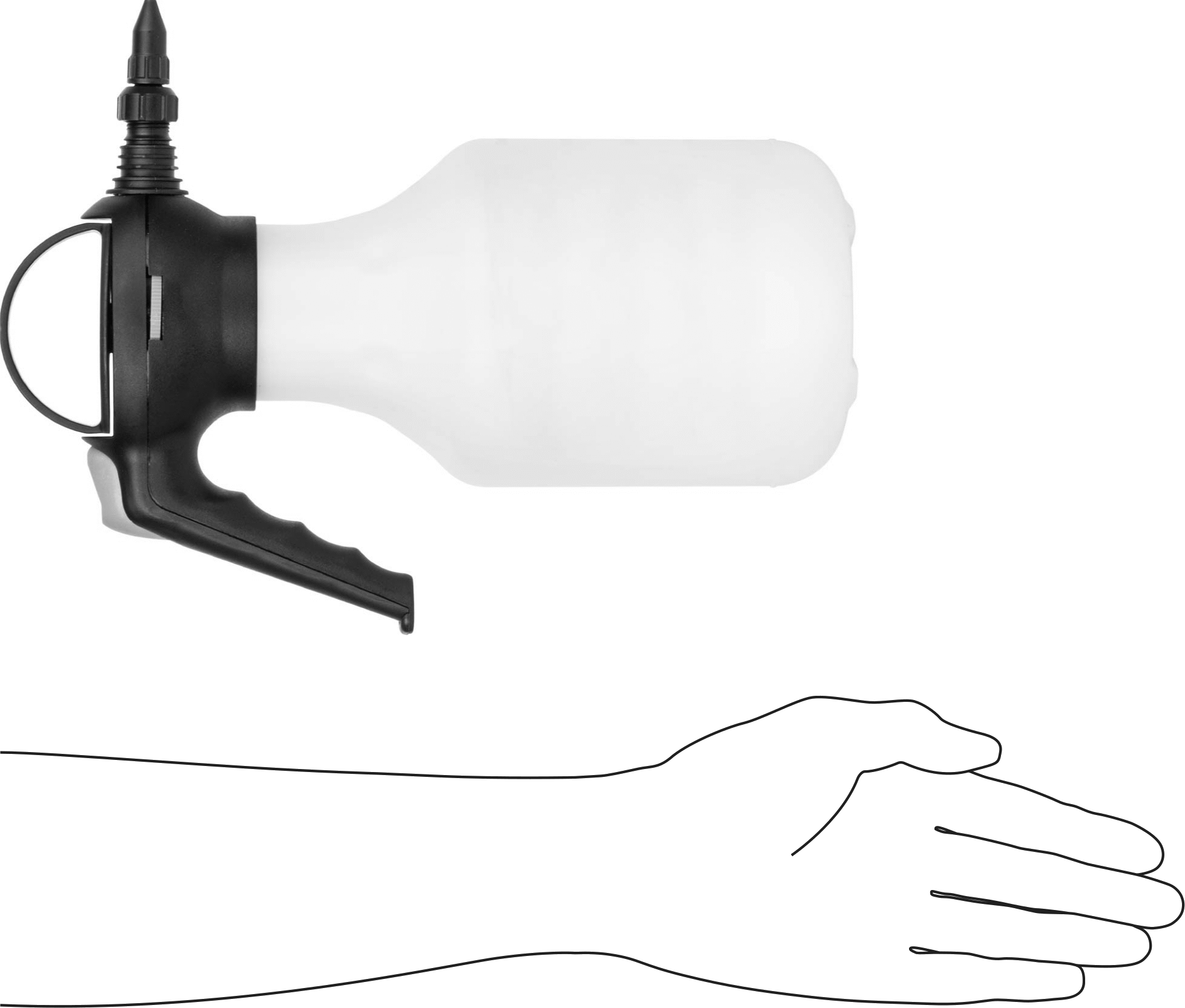 Küçük Kapasiteli Plastik El Pompalı Püskürtücü, Konik/akışlı dağıtım, 48 FL. oz. Kapasite, 5" Çap