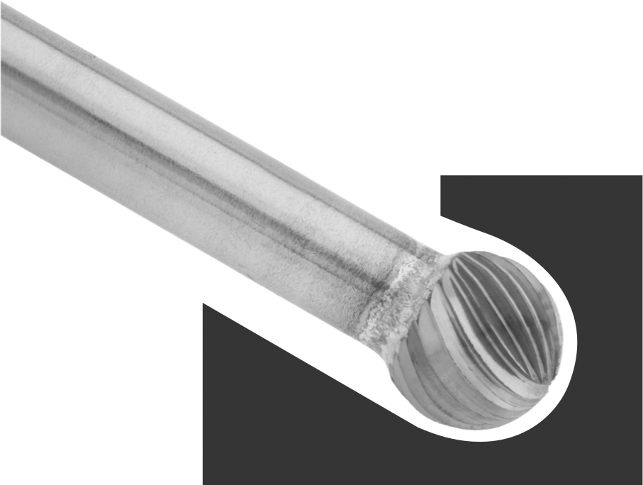 3/32" Çaplı Şaftlı Frez, Bilye, Anma Numarası SD-61, Çift Kesimli Diş