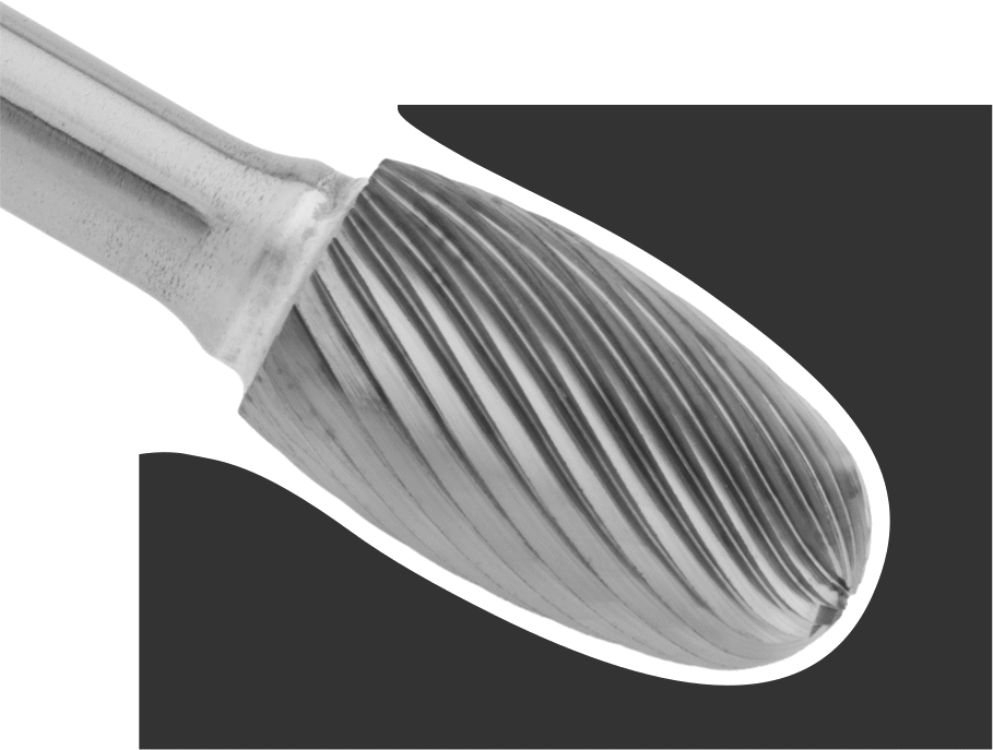 1/8" Çaplı Şaftlı Ekstra Uzun Frez, Oval, Anma Numarası SE-41L3, Çift Kesimli Diş
