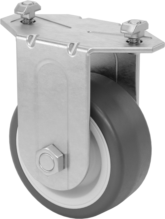 T-Yivli Çerçeve Tekerleği, Kolay Rulo, Rigid, 1,5" ve 40 mm Yüksek Ray, 240 lb. Kapasite