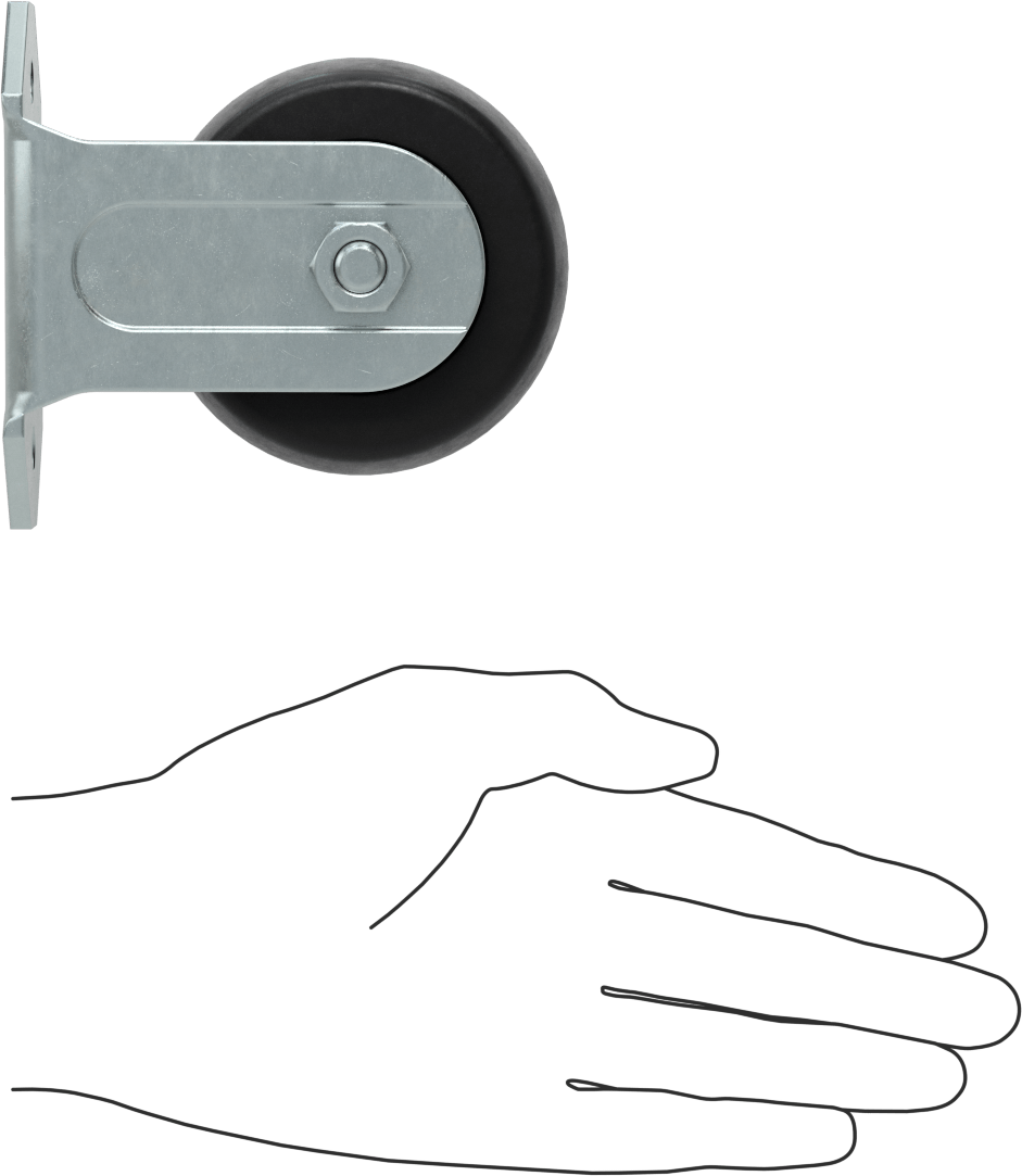 T-Yivli Çerçeve Tekerleği, Kolay Rulo, Rigid, 1,5" ve 40 mm Yüksek Ray, 3" Lastik Tekerlek