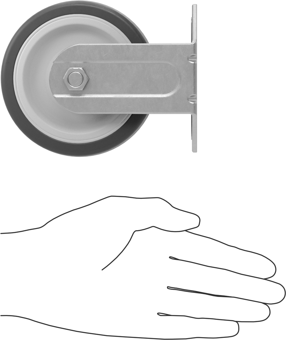 T-Yivli Çerçeve Tekerleği, Kolay Rulo, Rigid, 1,5" ve 40 mm Yüksek Ray, 250 lb. Kapasite