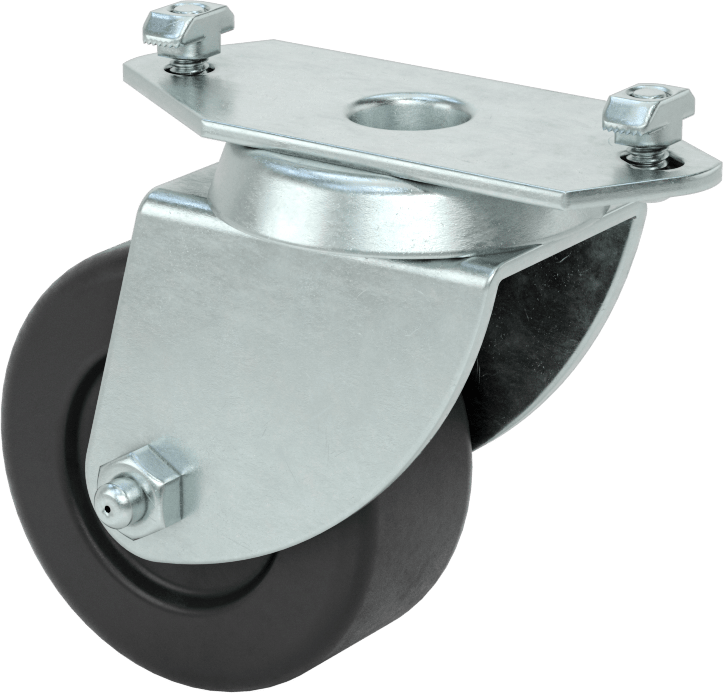 T-Yivli Çerçeve Tekerleği, Kolay Rulo, Döner, 1,5" ve 40 mm Yüksek Ray, 3" Lastik Tekerlek
