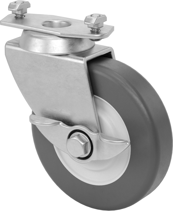 T-Yivli Çerçeve Tekerleği, Döner, 1-1/2" ve 40 mm Htrail için, 4" Poliüretan Tekerlek