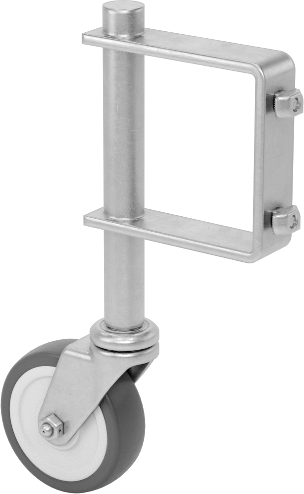 T-Yivli Çerçeve Tekerleği, Uzatılmış Yan Montaj, 45 mm Yüksek Ray, 3" Poliüretan Tekerlek