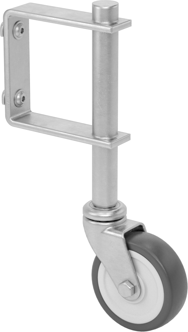 T-Yivli Çerçeve Tekerleği, Uzatılmış Yan Montaj, 45 mm Yüksek Ray, 3" Poliüretan Tekerlek