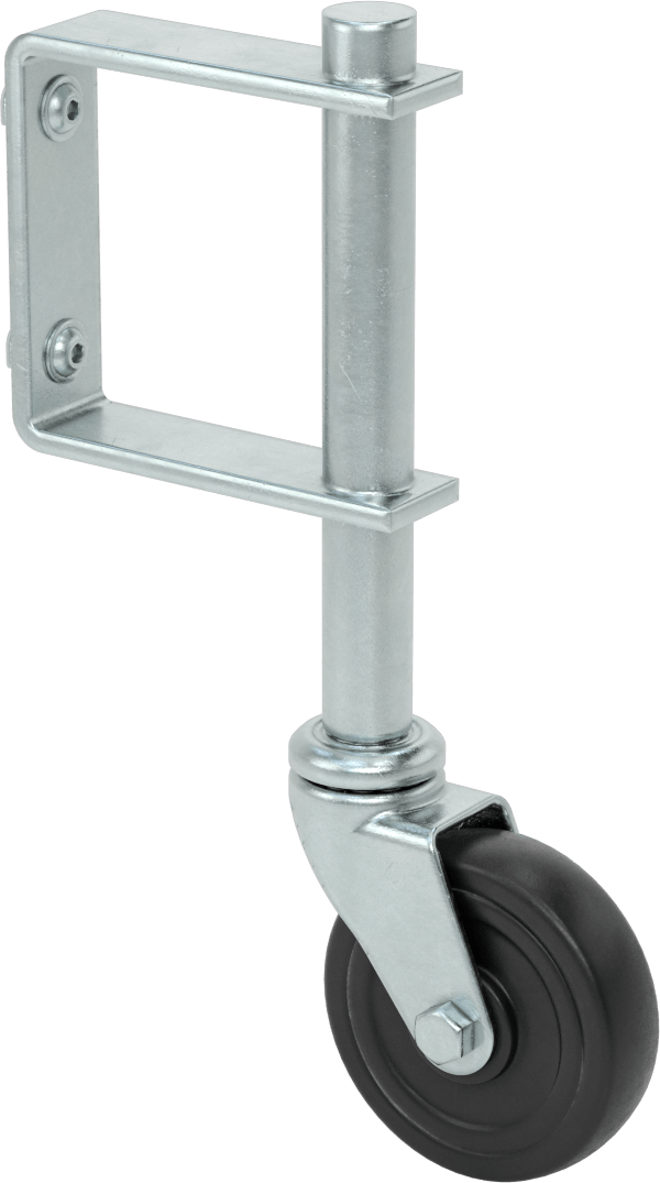 T-Yivli Çerçeve Tekerleği, Uzatılmış Yan Montaj, 1,5 inç ve 40 mm Ray, 3" Lastik Tekerlek