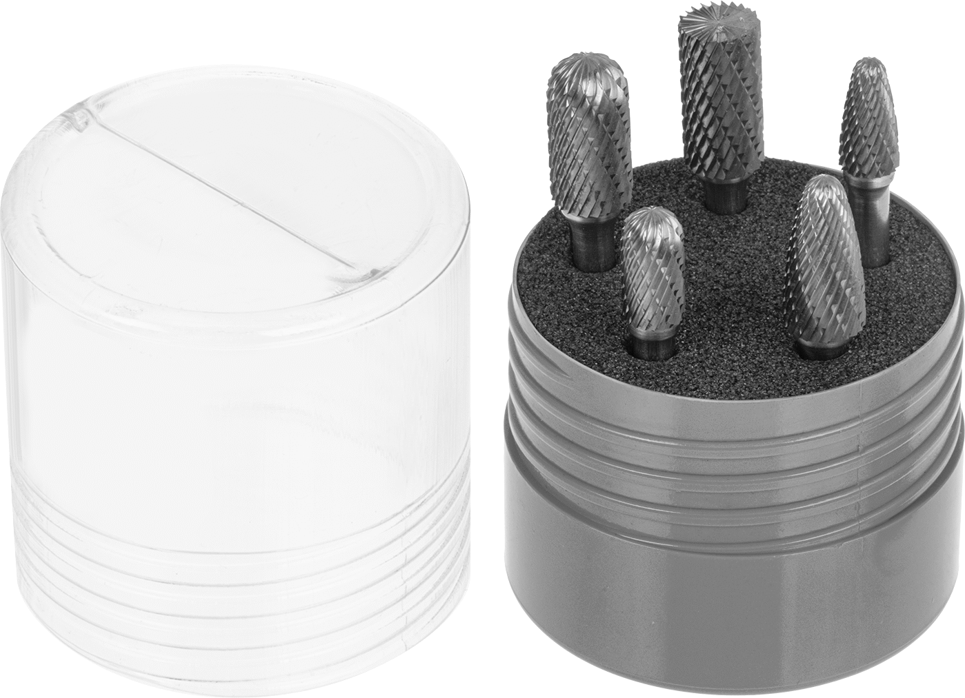 1/4" çapında şaftlı karbür freze seti, 5 Parça, Çift Kesimli Diş, 2-1/2“ ila 2-3/4” Toplam Uzunluk