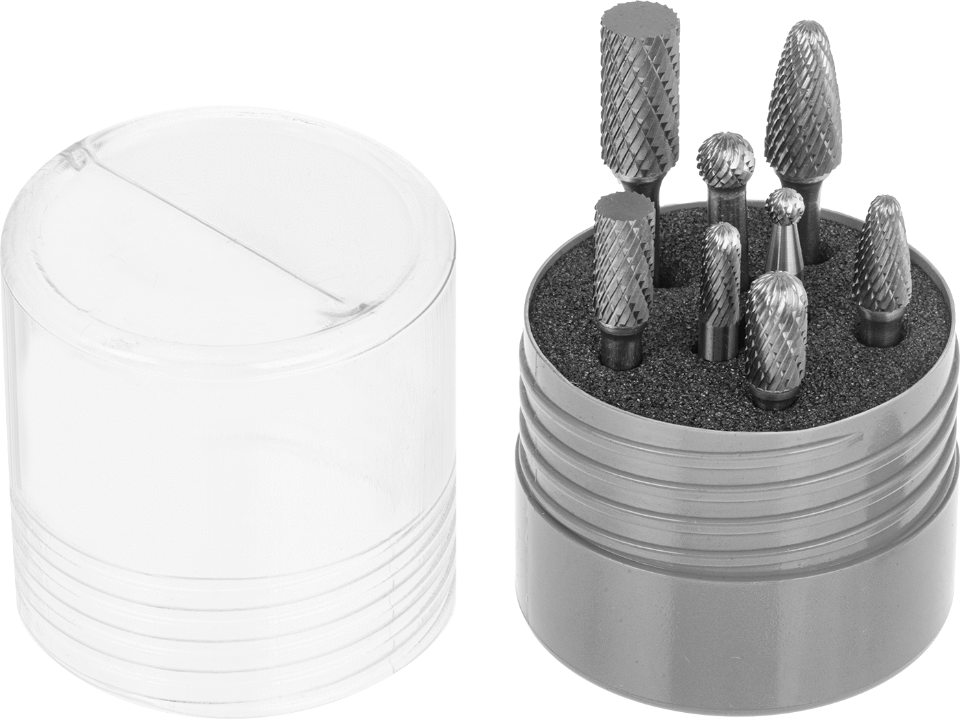 1/4" Çaplı Şaftlı 8 Parçalı Karbür Freze Seti, Çift Kesimli Diş, 2“ ila 2-3/4” Toplam Uzunluk