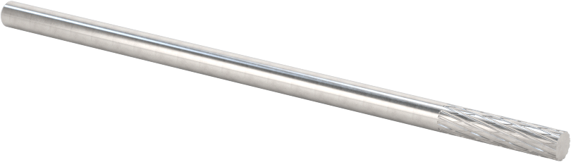 1/8" Çaplı Şaftlı Ekstra Uzun Frez, Düz Silindir, Ticaret No. SA-43L3, Çift Kesimli Diş