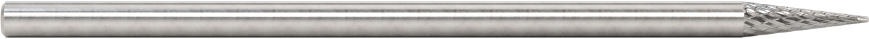 1/8" Çaplı Şaftlı Ekstra Uzun Frez, Sivri Konik Koni, Ticaret No. SM-42L3, Çift Kesim