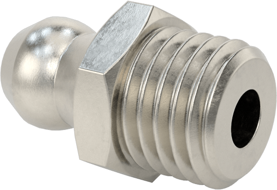 316 Paslanmaz Çelik Gres Nipeli, Düz, M8 x 1 mm Erkek, 15 mm Toplam Yükseklik