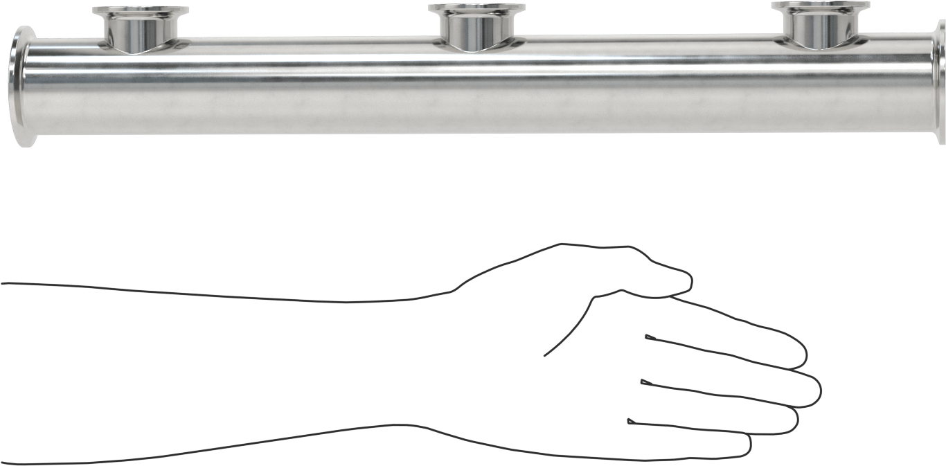 Yüksek Parlaklıkta Hızlı Sıkıştırmalı Sıhhi Boru Bağlantı Elemanı, 2“ x 1-1/2” Boru Dış Çapı için 304 Paslanmaz Çelik 3 Manifold Redüktör