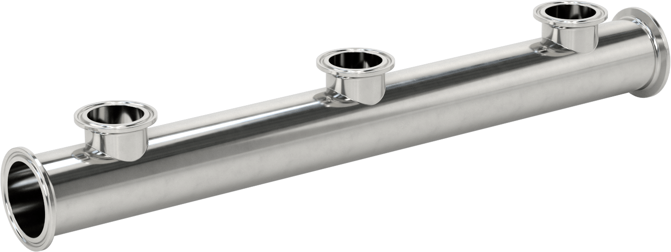 Yüksek Parlaklıkta Hızlı Sıkıştırmalı Sıhhi Boru Bağlantı Elemanı, 2“ x 1-1/2” Boru Dış Çapı için 304 Paslanmaz Çelik 3 Manifold Redüktör