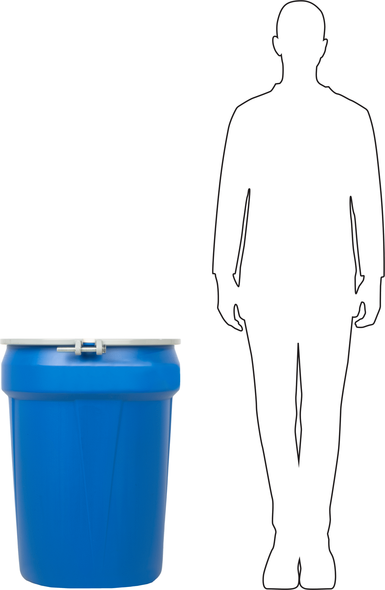 Plastik Varil, Cıvata Halkalı İç İçe Geçebilir Açık Başlık, 30 Galon Kapasite, Mavi