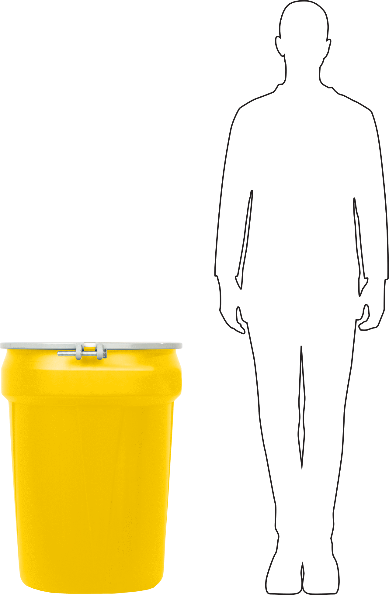Plastik Varil, Cıvata Halkalı İç İçe Geçebilir Açık Başlık, 30 Galon Kapasite, Sarı