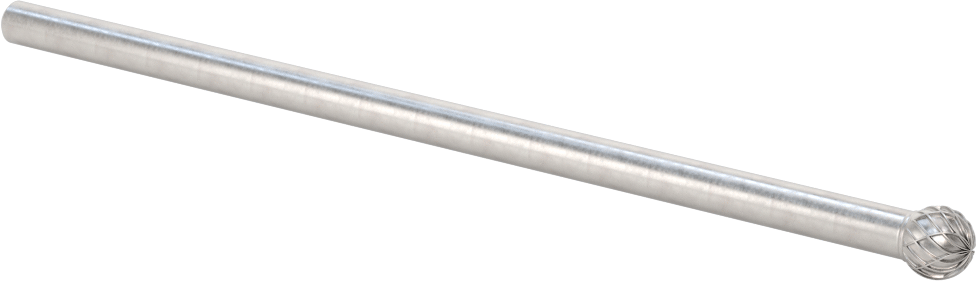 1/8" Çaplı Şaftlı Ekstra Uzun Frez, Bilye, Anma Numarası SD-53L3, Çift Kesimli Diş