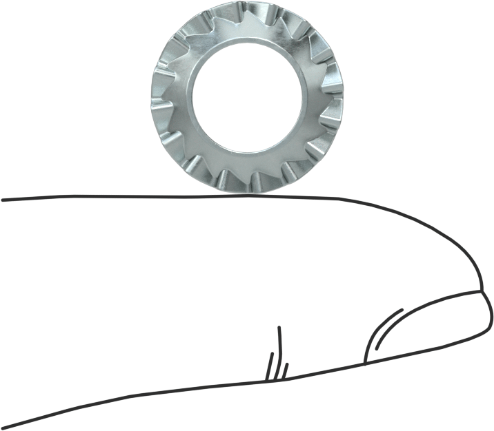 Çinko Kaplı Çelik Havşa Başlı Dişli Kilit Pulları, M8 Vida Boyutu için, Havşa, 8.4 mm ID, 15.3 mm OD