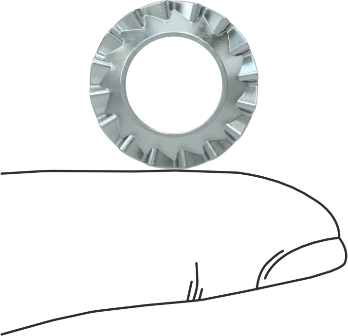 Çinko Kaplı Çelik Havşa Başlı Dişli Kilit Pulları, M10 Vida Boyutu için, Havşa, 10.5 mm ID, 19 mm OD