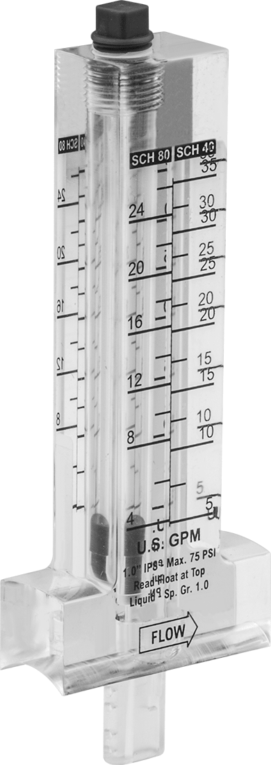 Ek Akış Ölçer, 5-35/4-26 gpm Akış Aralığı, 1" PVC Boru Boyutuna Uygun