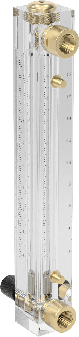 Panele Monte Akış Ölçer, Pirinç Bağlantı Parçaları, Kontrol Düğmesi, 1/2 NPT Dişi, 0.2-2 gpm