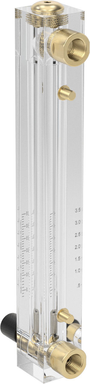 Panele Monte Akış Ölçer, Pirinç Bağlantı Parçaları, Kontrol Düğmesi, 1/2 NPT Dişi, 0.3-3.5GPM