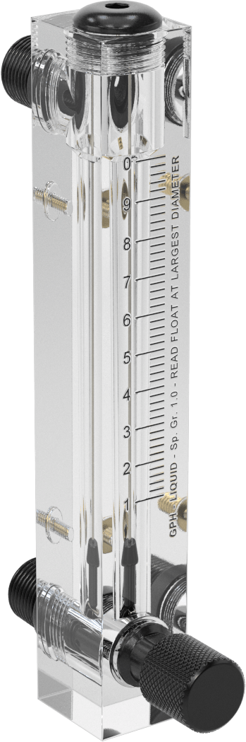 Panele Monte Akış Ölçer, PVC Bağlantı Parçaları, Kontrol Düğmeli, Dişli x Erkek Bağlantı, 1-10 gph
