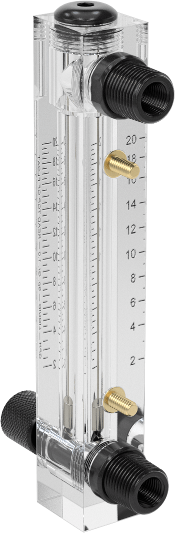 Panele Monte Akış Ölçer, PVC Bağlantı Parçaları, Kontrol Düğmeli, Dişli x Erkek Bağlantı, 2-20 gph