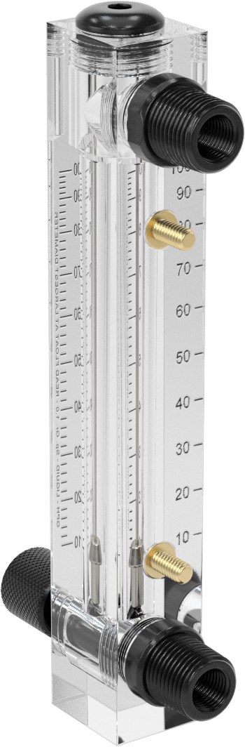 Panele Monte Akış Ölçer, PVC Bağlantı Parçaları, Kontrol Düğmesi, Dişli x Erkek Bağlantı, 10-100 gph