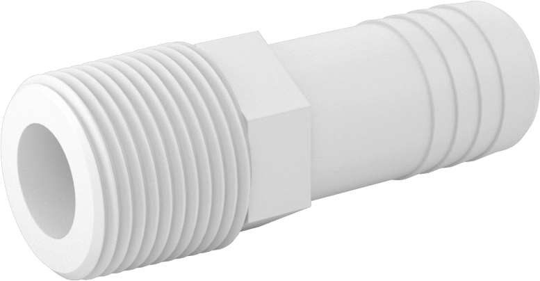 Su için Düşük Basınçlı Plastik Boru Bağlantı Parçası, Düz Adaptör, Naylon, 3/4 Boyutlu Dikenli Erkek x NPT
