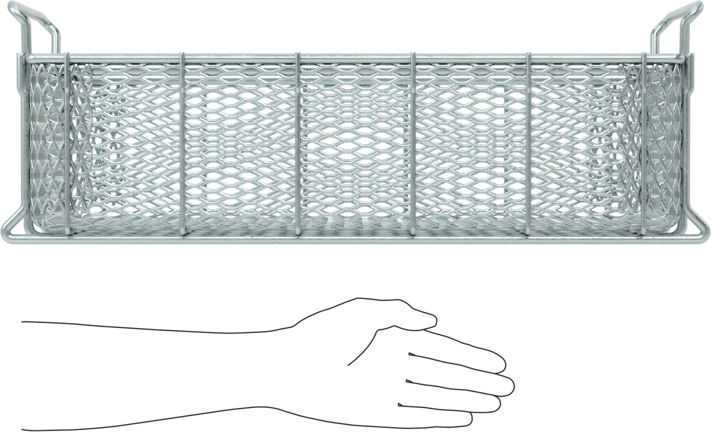 Çinko Kaplı Çelik Taşıma Sepeti, 21“ x 13-1/4” x 6" Toplam Boyut, 3/4“ x 1/4” Açıklık Boyutu