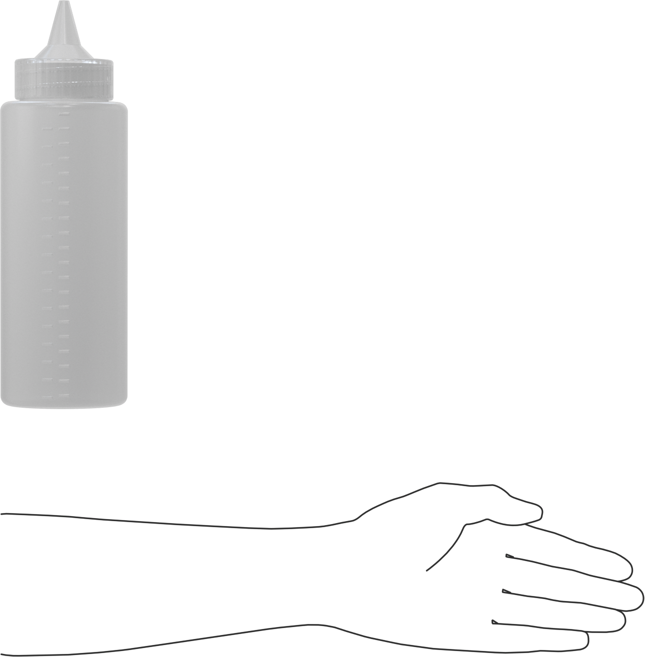 Sıkma Şişesi, Döndürerek Kapanan Nozul ile, 32 FL oz Kapasite, 10-3/8" Yükseklik
