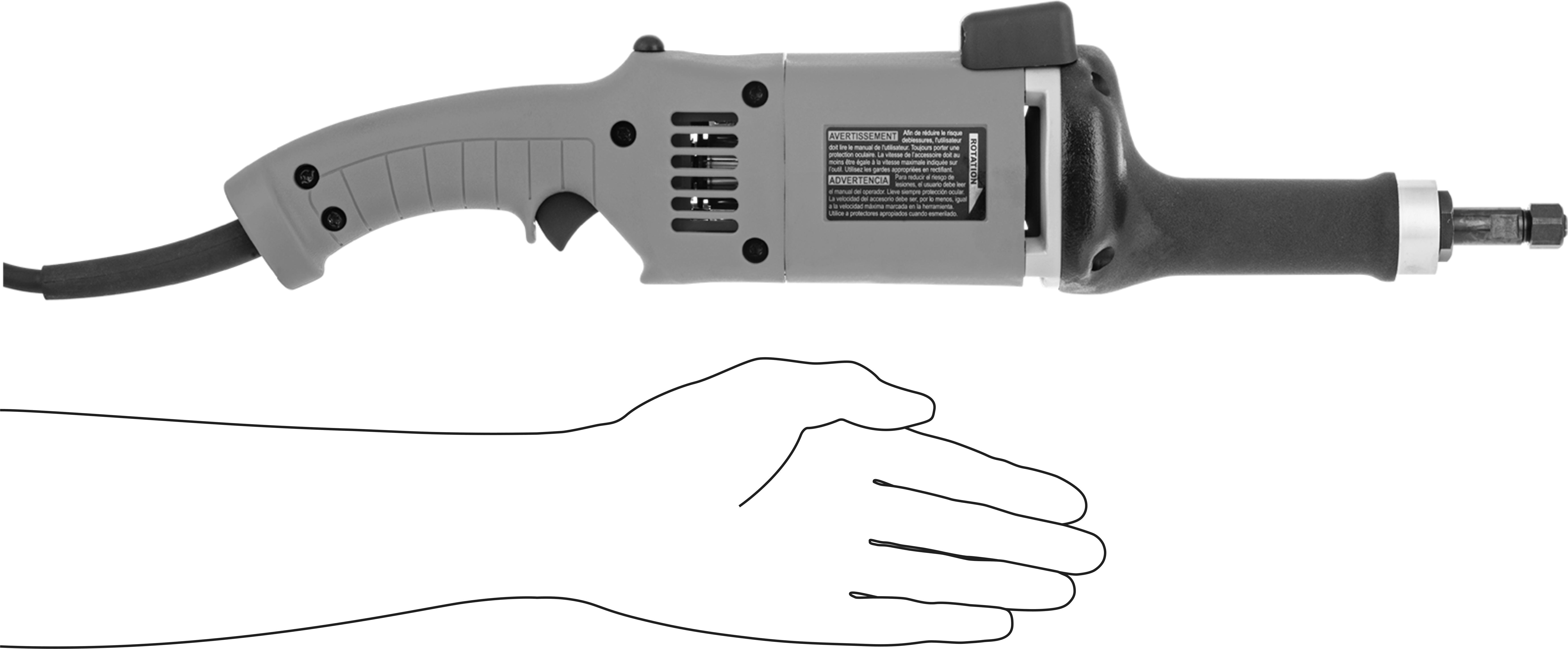 Uçlar ve Frezeler için Elektrikli Düz Kalıp Taşlama Makinesi, 16, 000 rpm, 11 Amp, 120V, 12-1/2" Toplam Uzunluk