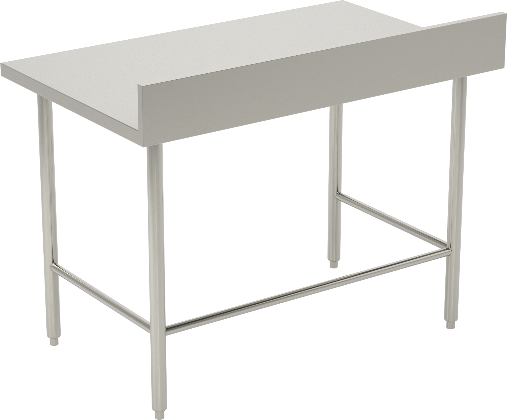 Paslanmaz Çelik Masa, Sabit, 34“ Yükseklik x 48” Genişlik x 30" Derinlik, 5" Yükseklikte Geri Dönüş Engeli ile