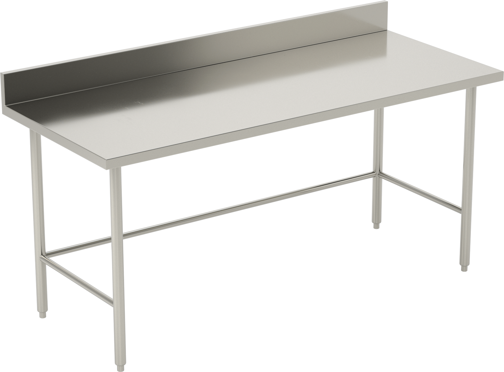 Paslanmaz Çelik Masa, Sabit, 34“ Yükseklik x 72” Genişlik x 30" Derinlik, 5" Yükseklikte Geri Dönüş Engeli ile