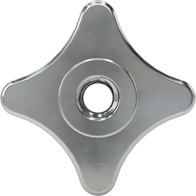 Paslanmaz Çelik Dört Kollu Topuz, 1/4"-20 Dişli Delik