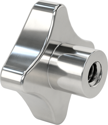 Paslanmaz Çelik Dört Kollu Topuz, 1/4"-20 Dişli Delik