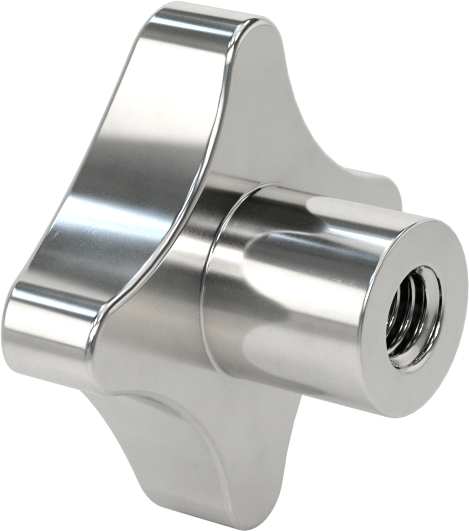 Paslanmaz Çelik Dört Kollu Topuz, 3/8"-16 Dişli Delik
