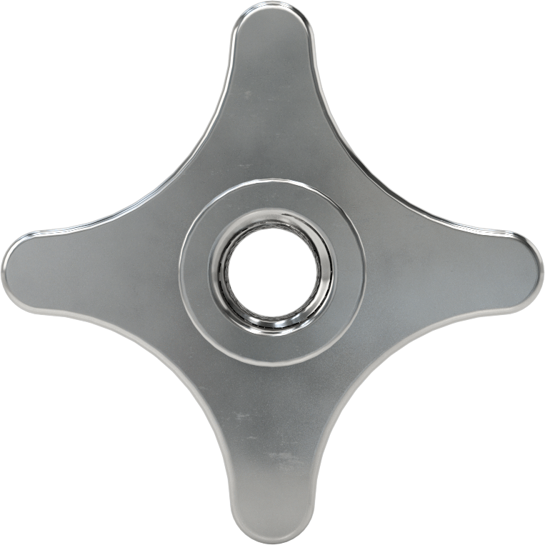 Paslanmaz Çelik Dört Kollu Topuz, 1/2"-13 Dişli Geçiş Deliği
