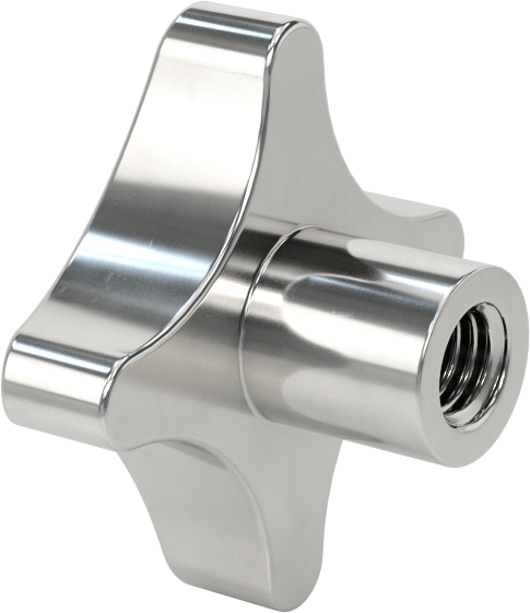 Paslanmaz Çelik Dört Kollu Topuz, 1/2"-13 Dişli Geçiş Deliği