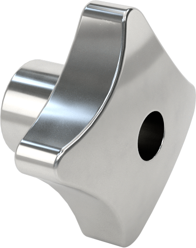 Paslanmaz Çelik Dört Kollu Topuz, 1/4“ Çapında 3/4” Derinlikte Delik ile