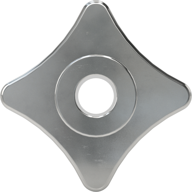 Paslanmaz Çelik Dört Kollu Topuz, 1/4“ Çapında 3/4” Derinlikte Delik ile