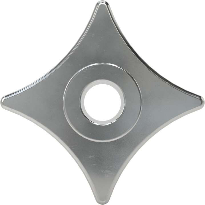 Paslanmaz Çelik Dört Kollu Topuz, 3/8“ Çapında 1-1/4” Derinlikte Delik ile